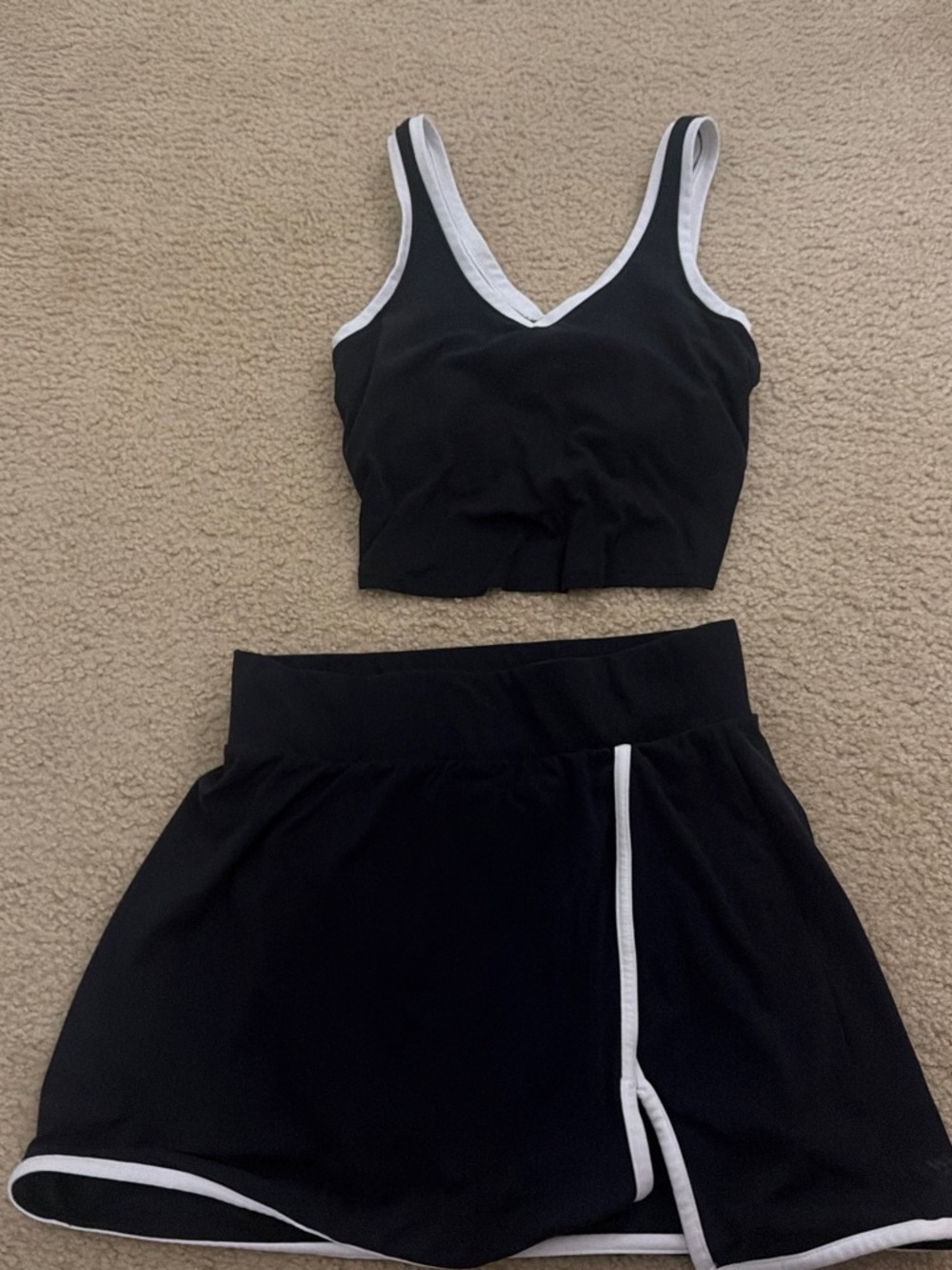 all in motion Black Skirt Set with White Trim
